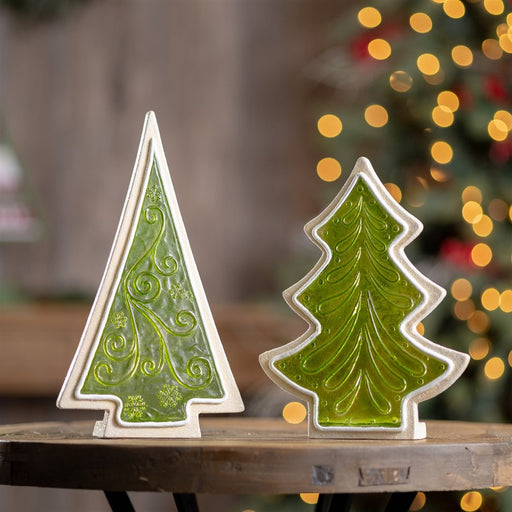 Melrose International Frosted Cookie Pine Tree, Set of 2, Green