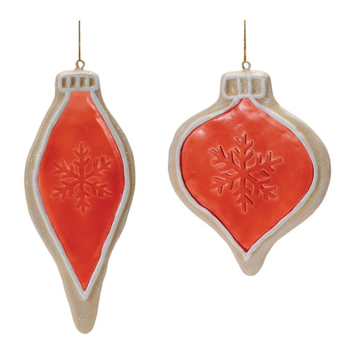 Melrose Frosted Cookie Onion Ornament, Set of 6, Red/Brown - 90401DS