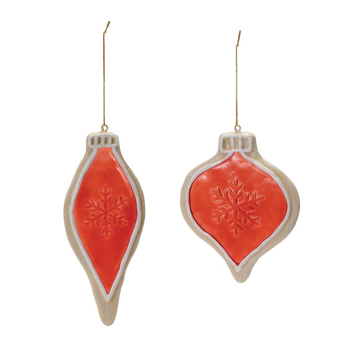 Melrose Frosted Cookie Onion Ornament, Set of 6, Red/Brown