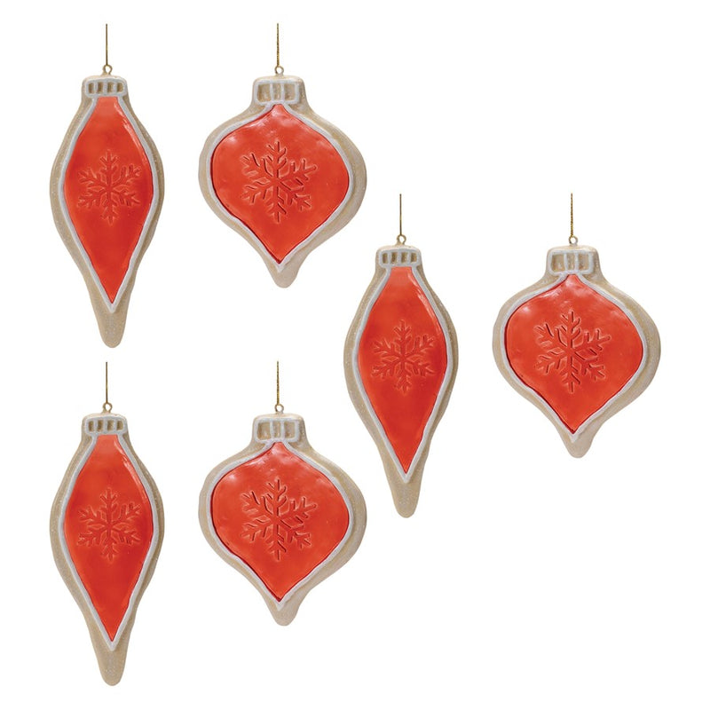 Melrose Frosted Cookie Onion Ornament, Set of 6, Red/Brown