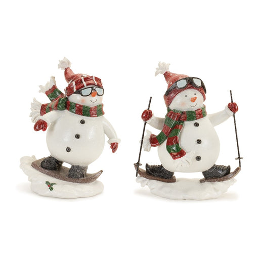 Melrose Winter Sport Snowman Figurine, Set of 6, Red/White - 90403DS