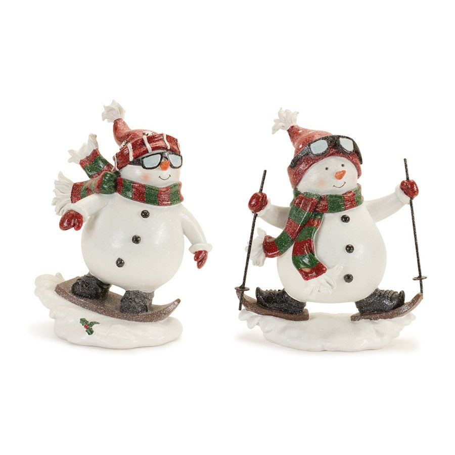 Melrose Winter Sport Snowman Figurine, Set of 6, Red/White - 90403DS