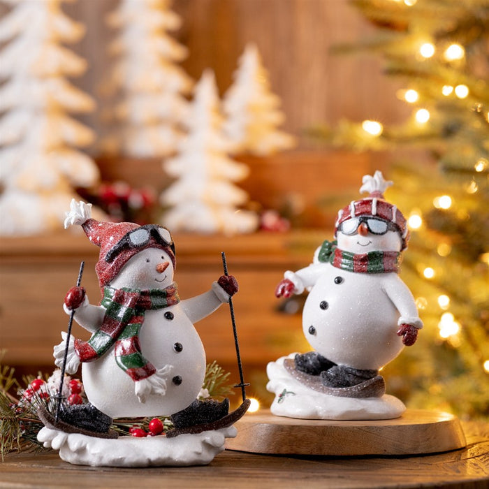 Melrose Winter Sport Snowman Figurine, Set of 6, Red/White