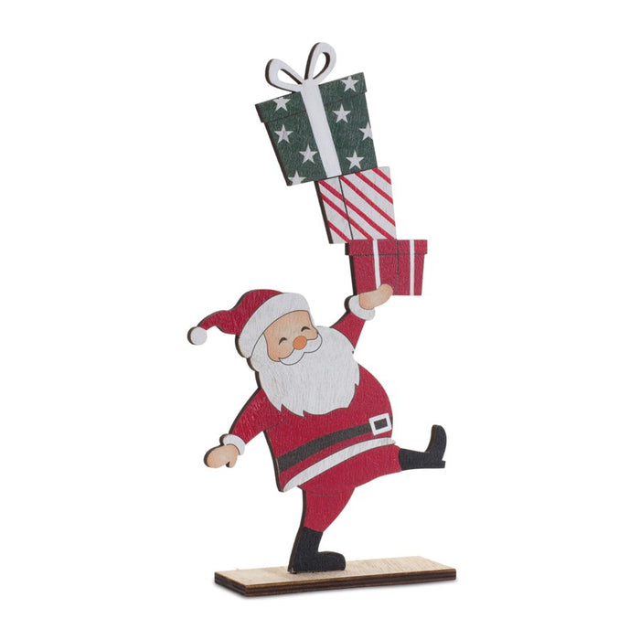 Melrose Wood Santa/Presents Display, Set of 2, Red/White/Green