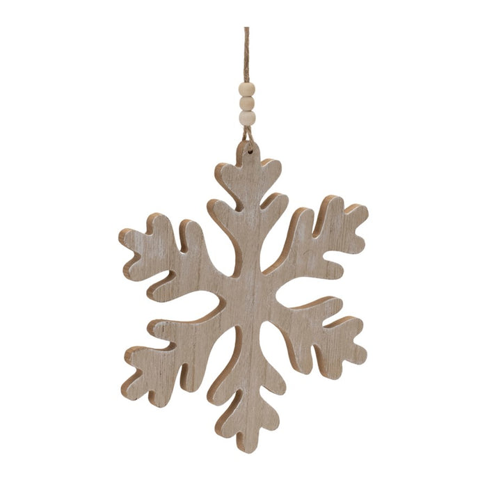 Melrose Traditional Wood Snowflake Ornament, Set of 12, Brown - 90412DS