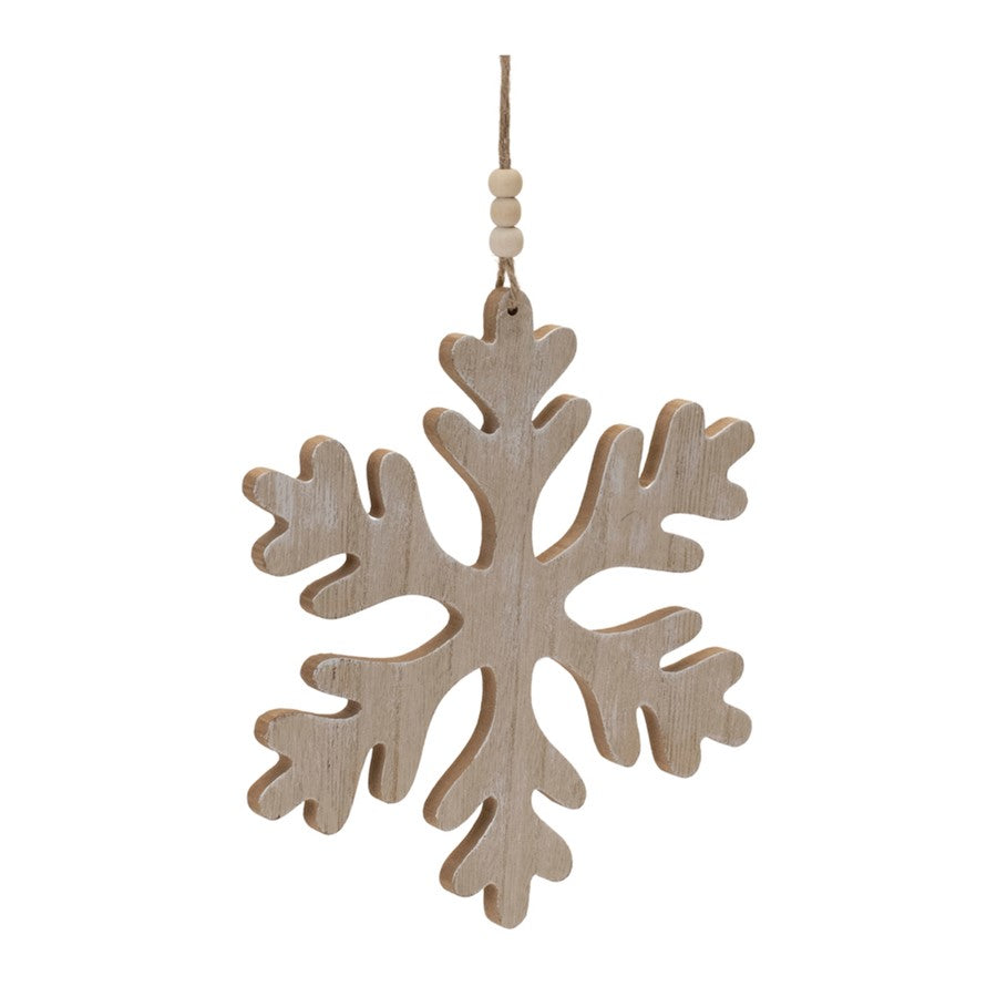 Melrose Traditional Wood Snowflake Ornament, Set of 12, Brown - 90412DS