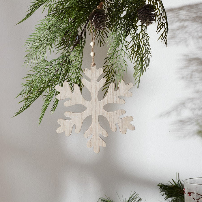 Melrose Traditional Wood Snowflake Ornament, Set of 12, Brown