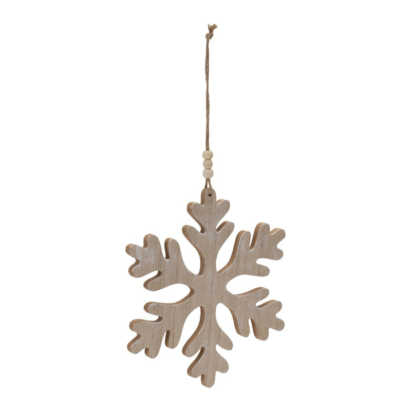 Melrose Traditional Wood Snowflake Ornament, Set of 12, Brown