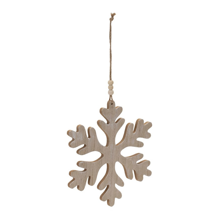 Melrose Traditional Wood Snowflake Ornament, Set of 12, Brown