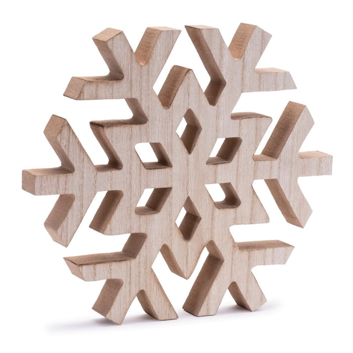 Melrose International Natural Wood Snowflake, Set of 2, Brown - 90414DS