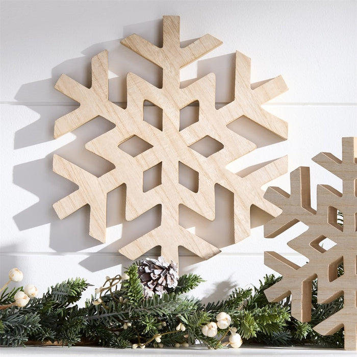 Melrose International Natural Wood Snowflake, Set of 2, Brown