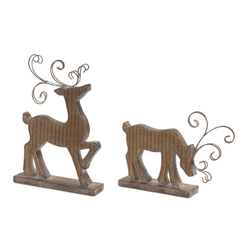 Melrose Wicker Design Deer Silhouette Decor, Set of 2, Brown - 90432DS