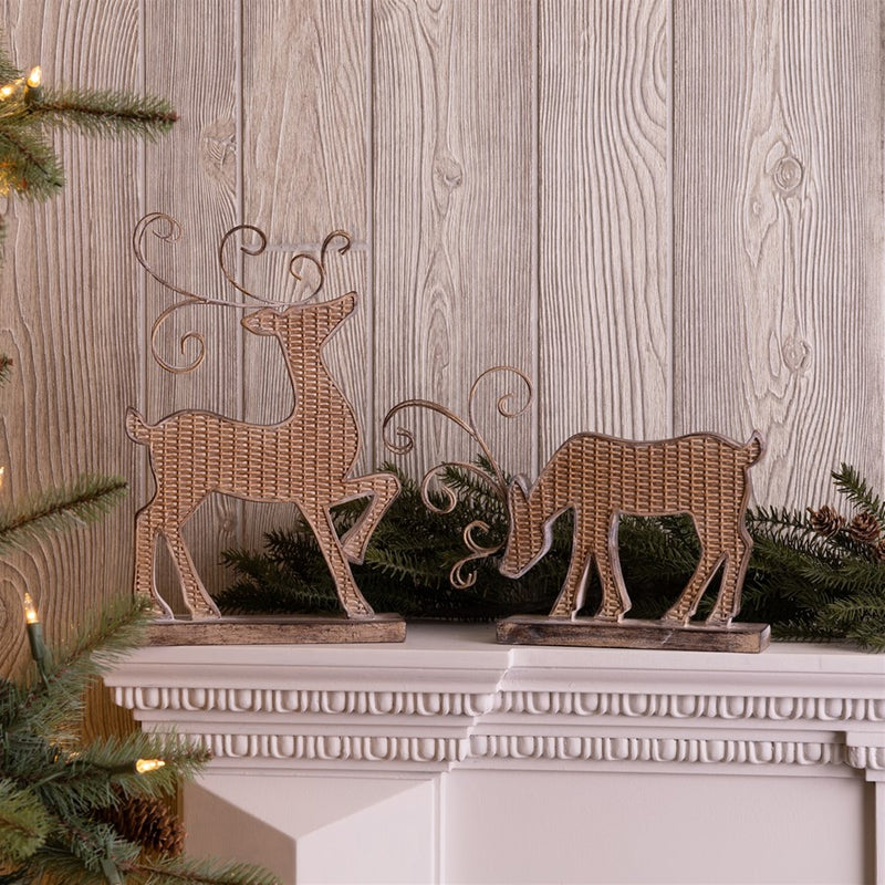 Melrose Wicker Design Deer Silhouette Decor, Set of 2, Brown