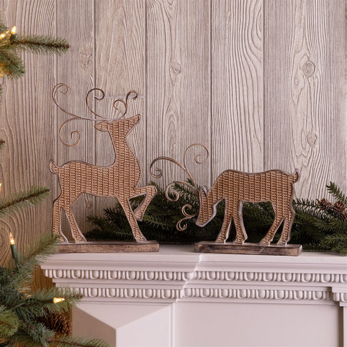 Melrose Wicker Design Deer Silhouette Decor, Set of 2, Brown