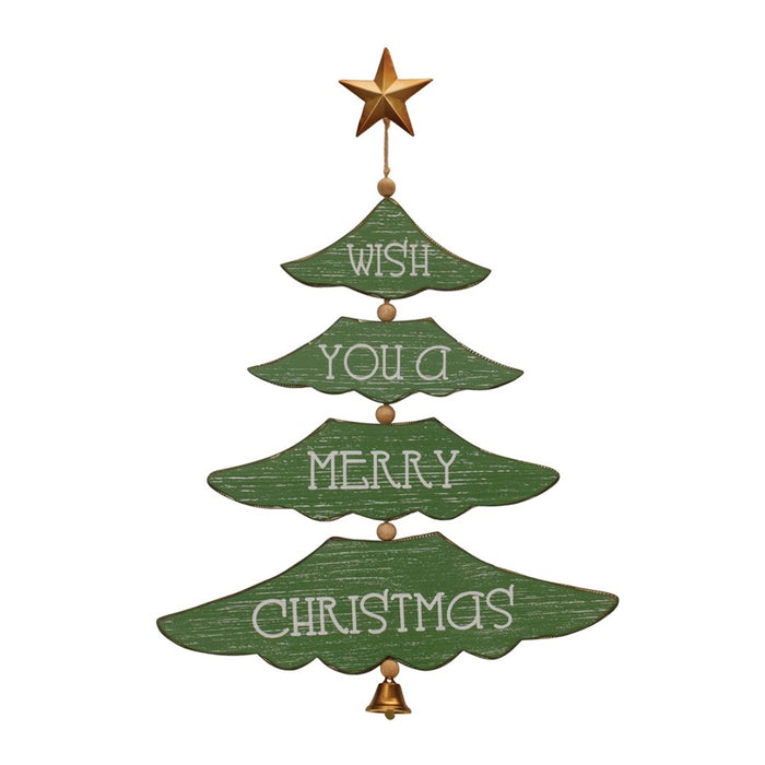 Melrose International Christmas Pine Tree Wall Sign, Set of 2, Green