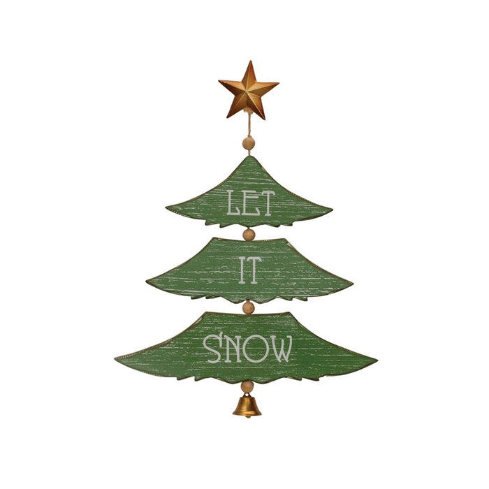 Melrose International Christmas Pine Tree Wall Sign, Set of 2, Green