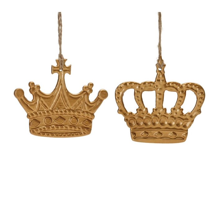 Melrose International Gold Metal Crown Ornament, Set of 12, Gold - 90445DS