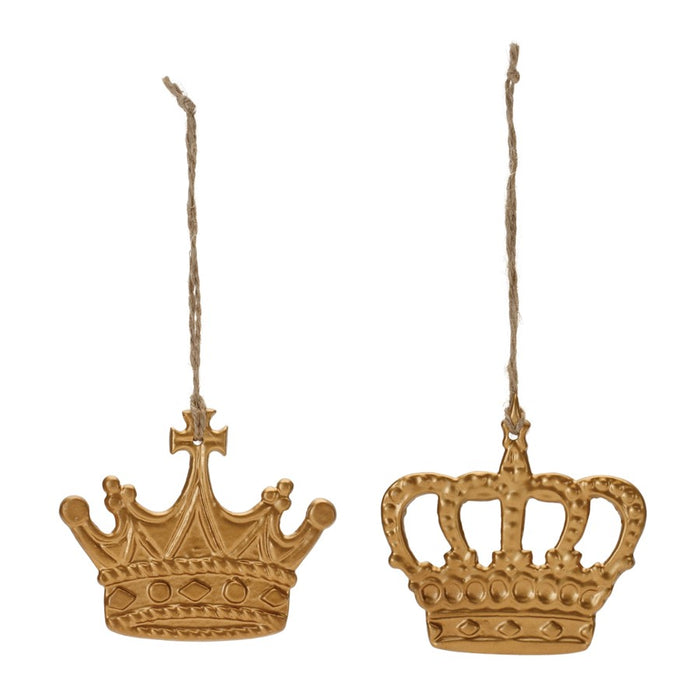 Melrose International Gold Metal Crown Ornament, Set of 12, Gold