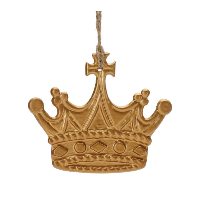 Melrose International Gold Metal Crown Ornament, Set of 12, Gold