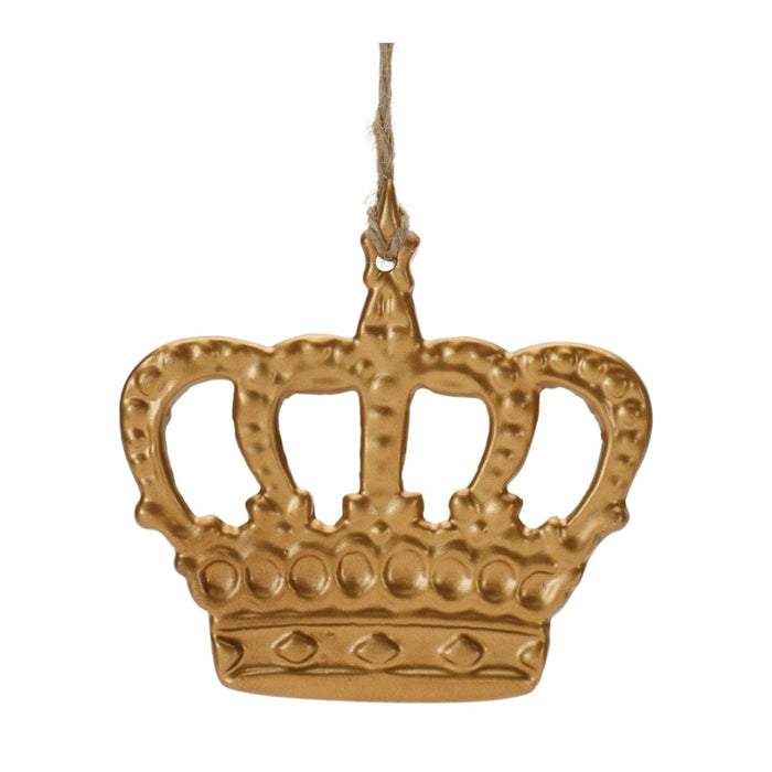 Melrose International Gold Metal Crown Ornament, Set of 12, Gold