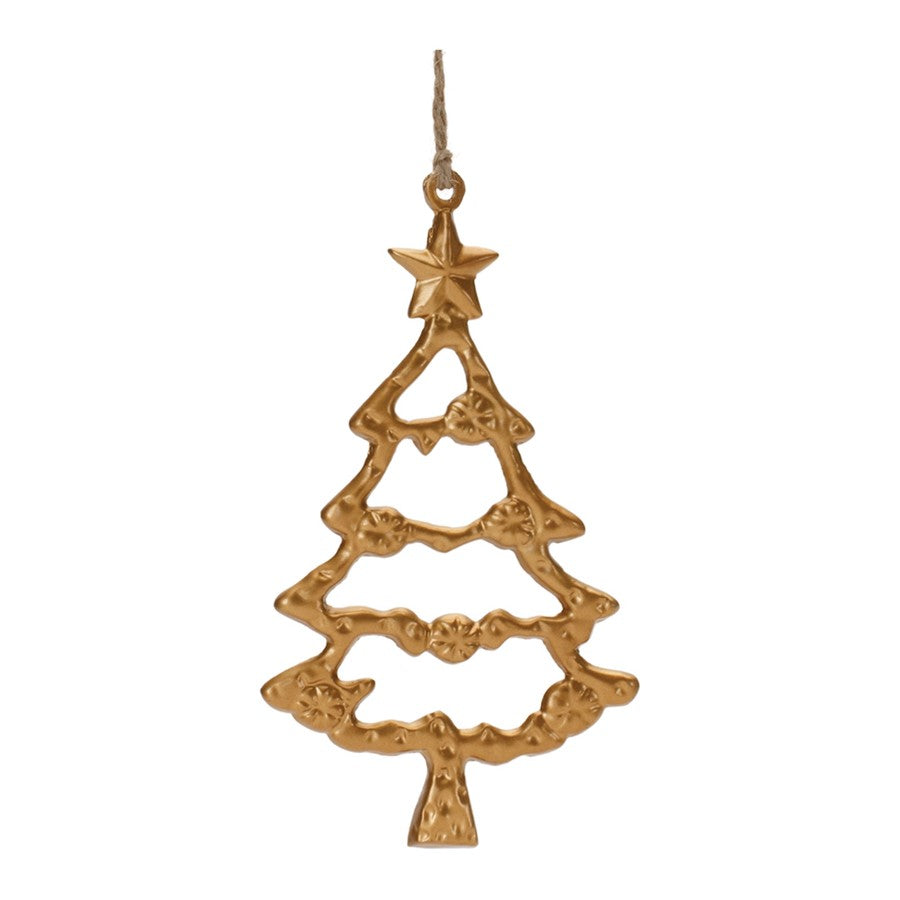 Melrose Int. Gold Metal Tree Outline Ornament, Set of 12, Gold - 90448DS