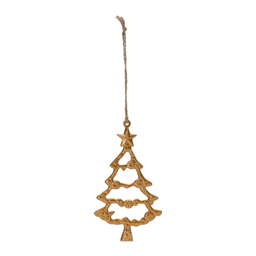 Melrose Int. Gold Metal Tree Outline Ornament, Set of 12, Gold
