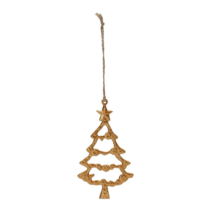 Melrose Int. Gold Metal Tree Outline Ornament, Set of 12, Gold