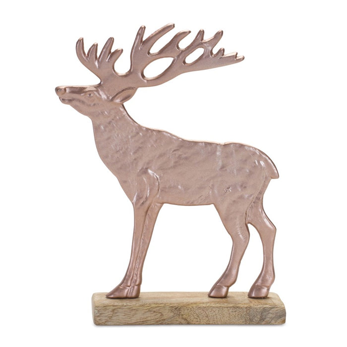 Melrose International Metal Deer Silhouette/Wood Base, Set of 2, Brown