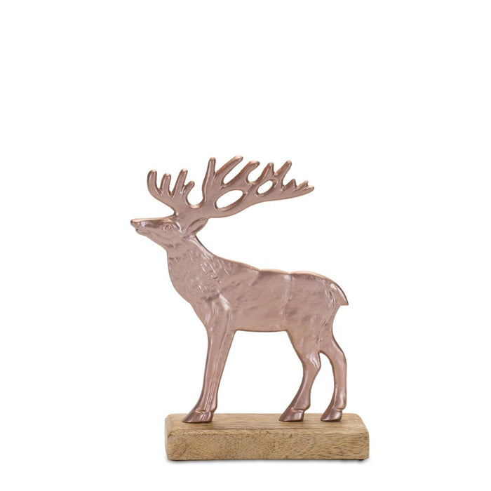 Melrose International Metal Deer Silhouette/Wood Base, Set of 2, Brown