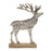 Melrose Metal Deer Silhouette/Wood Base, Set of 2, Silver/Brown