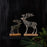 Melrose Metal Deer Silhouette/Wood Base, Set of 2, Silver/Brown