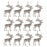 Melrose Rustic Silver Metal Deer Ornament, Set of 12, Silver