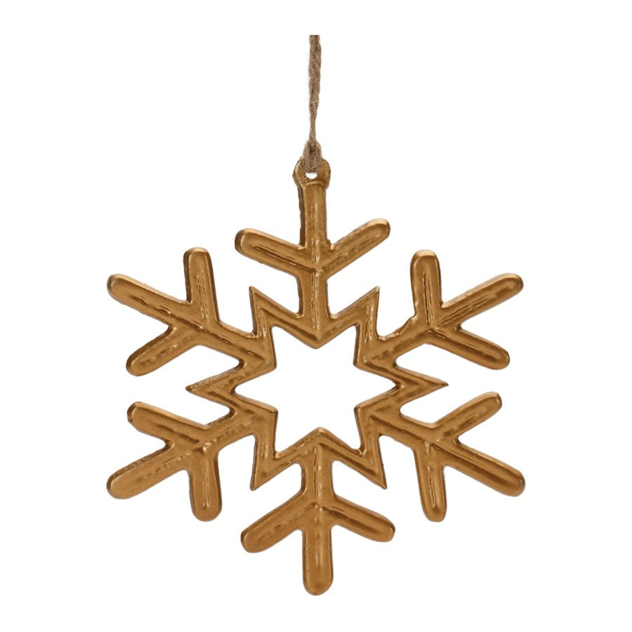 Melrose International Gold Metal Snowflake Ornament, Set of 12, Gold - 90457DS