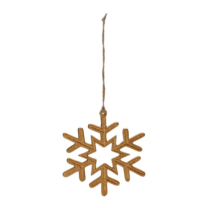 Melrose International Gold Metal Snowflake Ornament, Set of 12, Gold