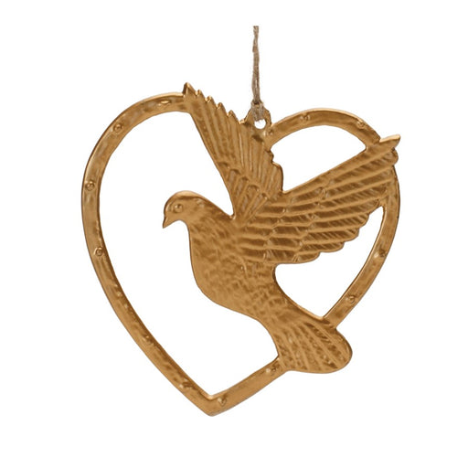 Melrose Metal Heart/Dove Outline Ornament, Set of 12, Gold - 90458DS