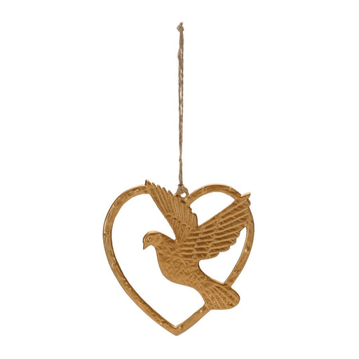 Melrose Metal Heart/Dove Outline Ornament, Set of 12, Gold