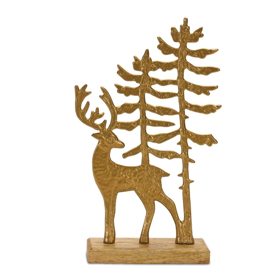 Melrose International Metal Woodland Deer Silhouette Decor 11", Gold - 90462DS