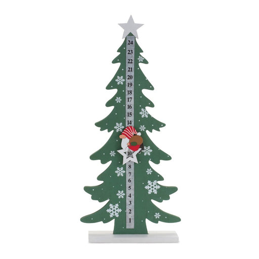 Melrose International Gnome Christmas Tree Countdown 16"H, Green/White - 90473DS