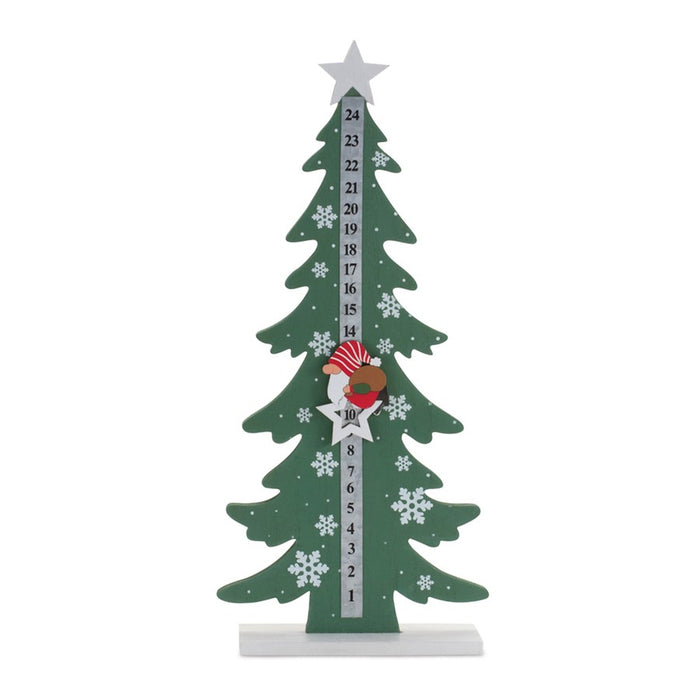 Melrose International Gnome Christmas Tree Countdown 16"H, Green/White - 90473DS