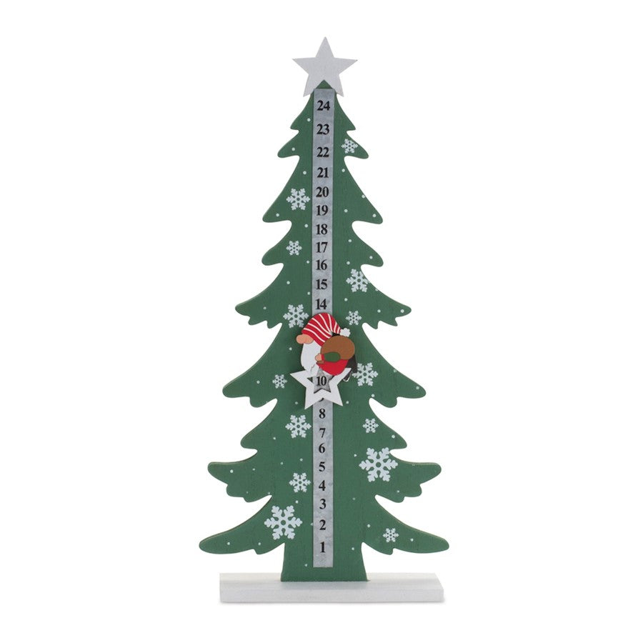 Melrose International Gnome Christmas Tree Countdown 16"H, Green/White - 90473DS