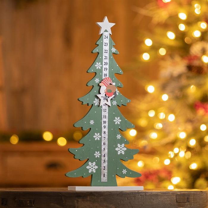 Melrose International Gnome Christmas Tree Countdown 16"H, Green/White