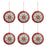 Melrose Metal Merry Christmas Snowflake Disc Ornament, Set of 6, Red