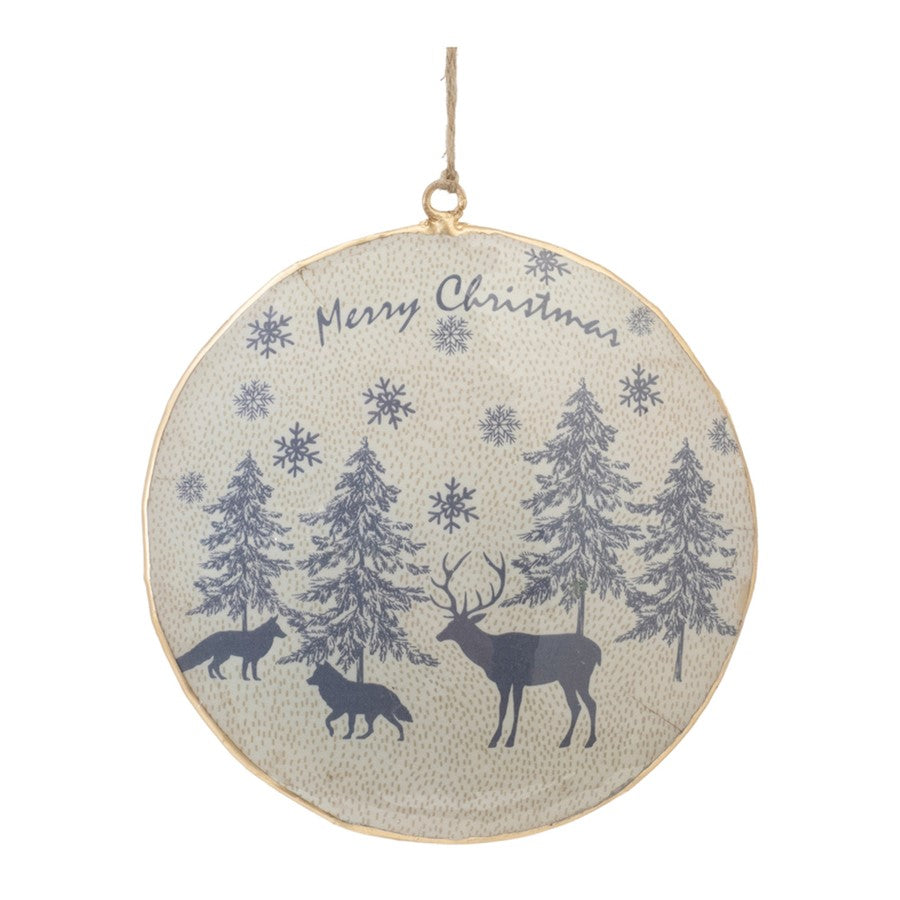Melrose Metal Woodland Animal Merry Christmas Ornament, Set of 6, Blue - 90478DS