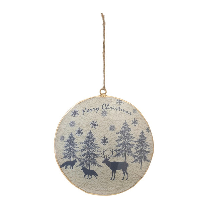 Melrose Metal Woodland Animal Merry Christmas Ornament, Set of 6, Blue