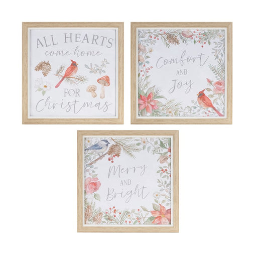 Melrose Framed Winter Cardinal Sentiment Print, Set of 3, Brown/White - 90488DS