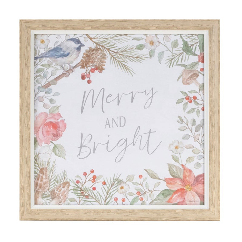 Melrose Framed Winter Cardinal Sentiment Print, Set of 3, Brown/White