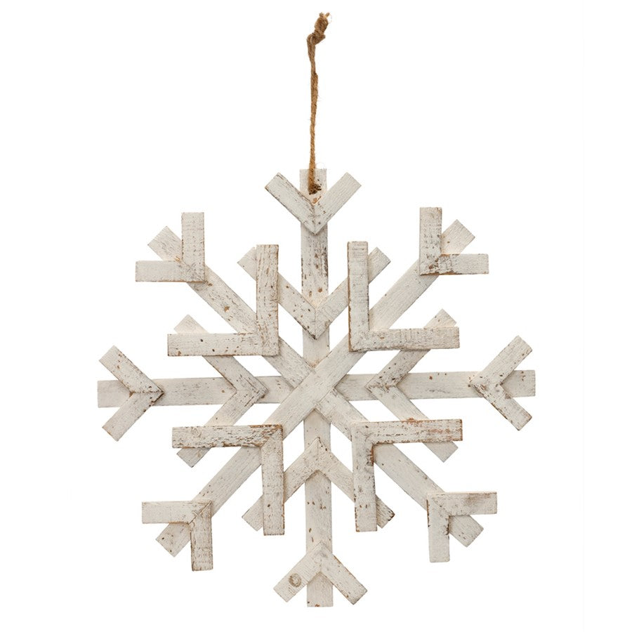 Melrose International Distressed Fir Wood Snowflake 16"D, Beige - 90508DS