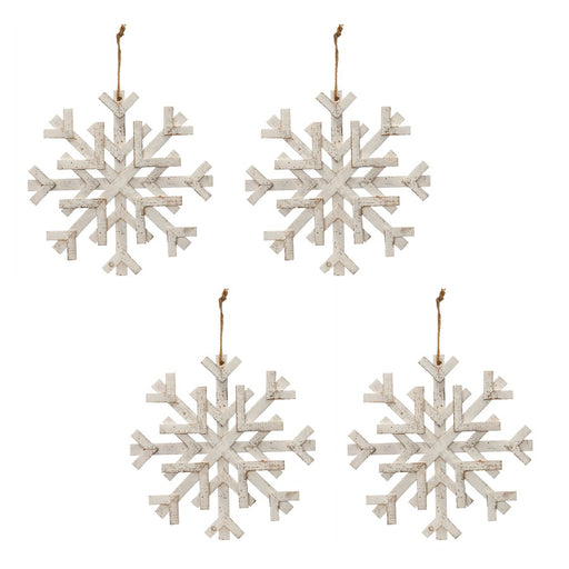 Melrose International Distressed Fir Wood Snowflake 16"D, Beige