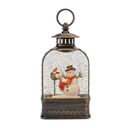 Melrose LED Snow Globe/Snowman/Cardinals 9.75"H, Bronze/Red/White - 90511DS