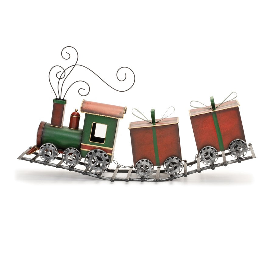 Melrose Int. Metal Holiday Tra,/Presents 29"L, Red/Green/White - 90518DS